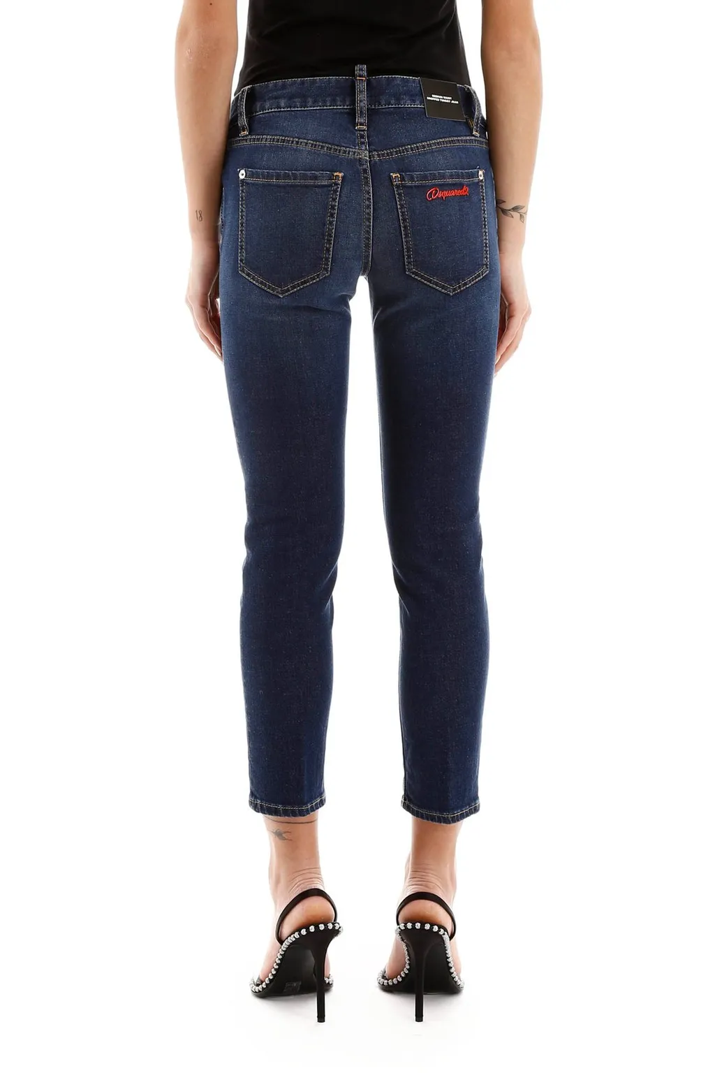 Logo Appliqué Mid-Rise Cropped Jeans