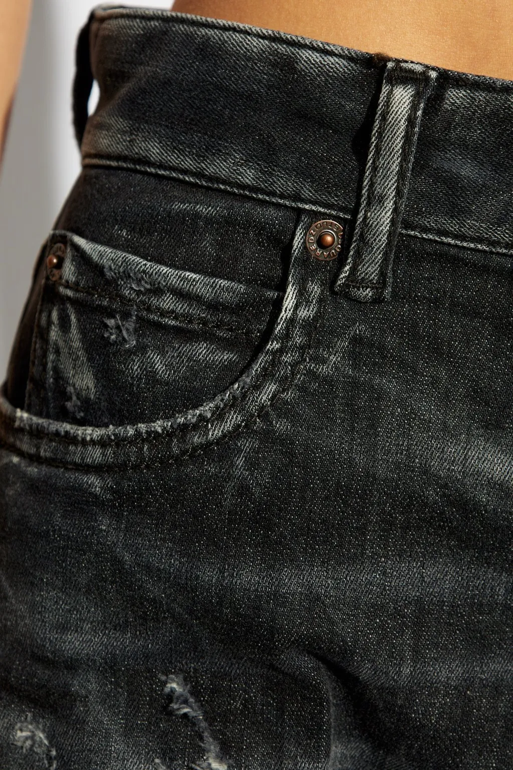 Distressed Straight-Leg Jeans
