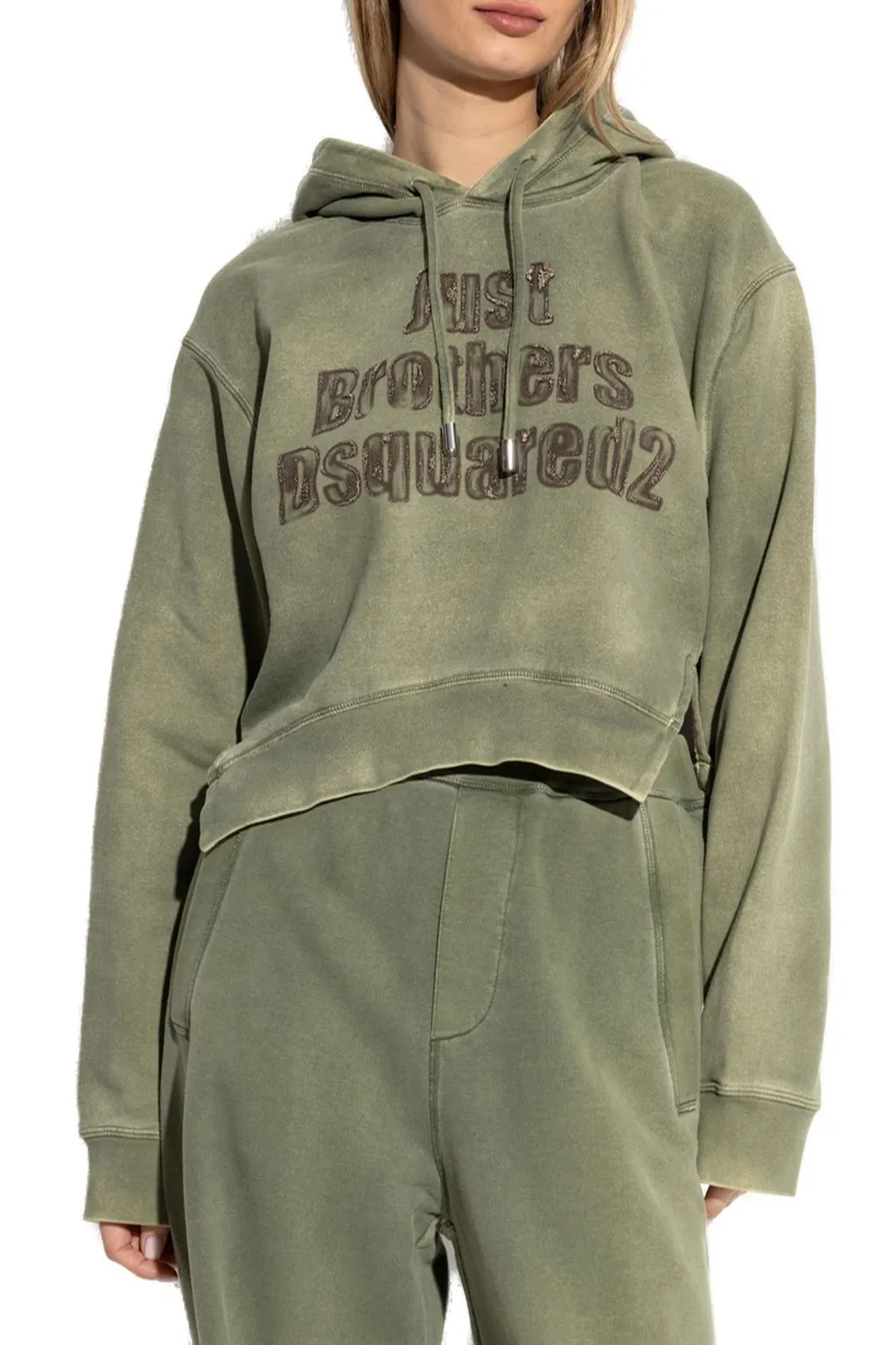 Logo Detailed Cropped Hoodie