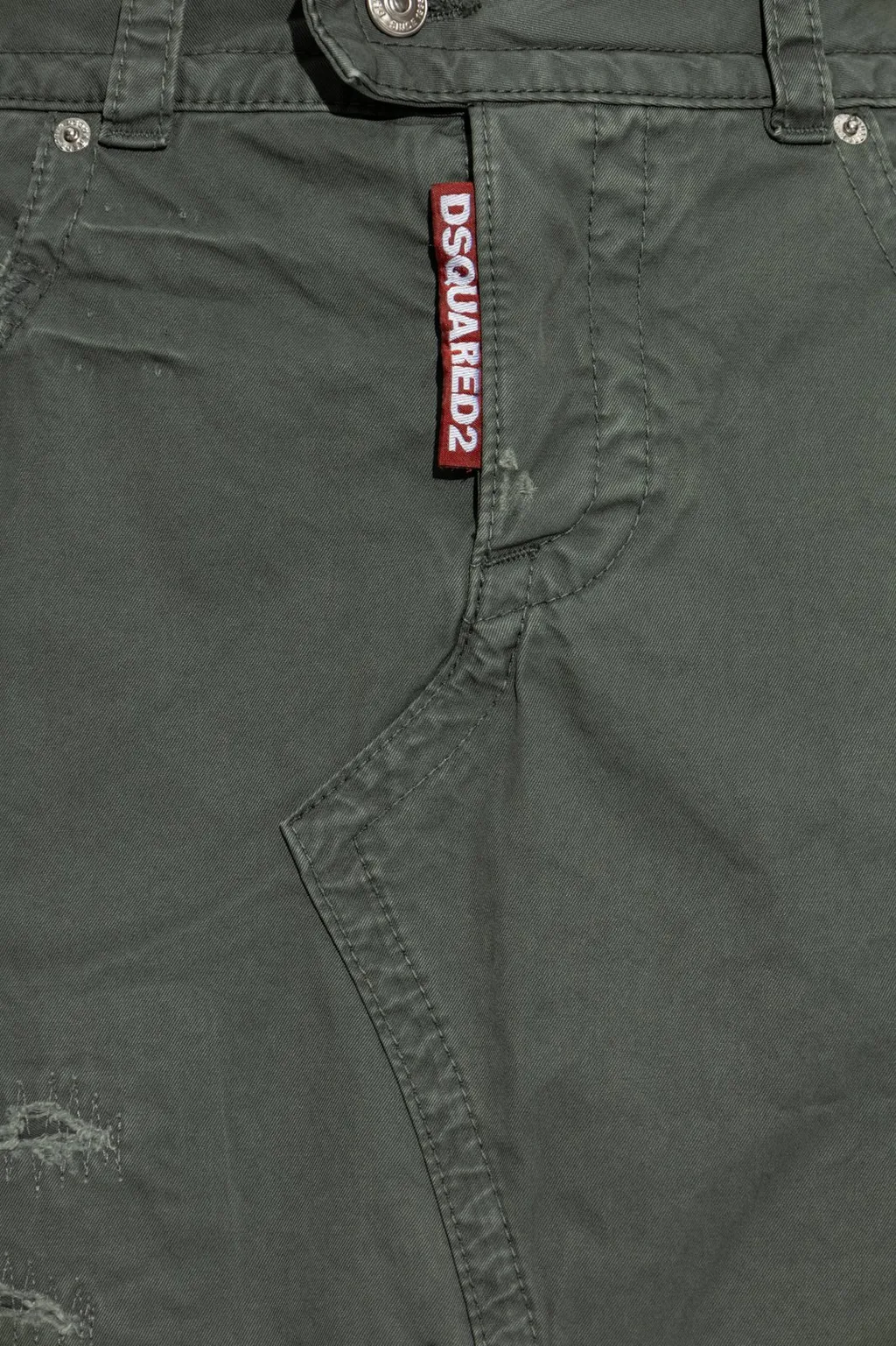 Slit-Detailed Distressed Maxi Skirt