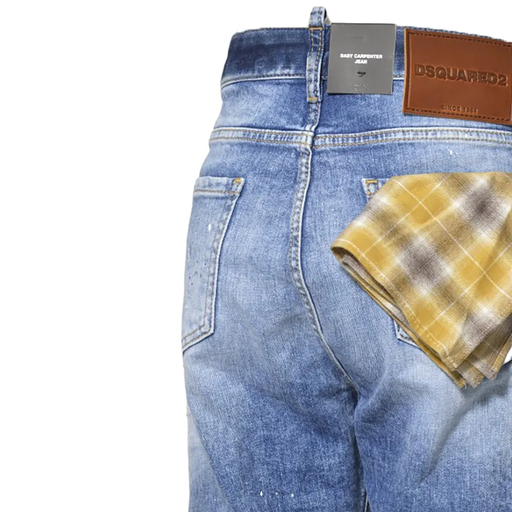 Logo-Patch Distressed Tapered Jeans