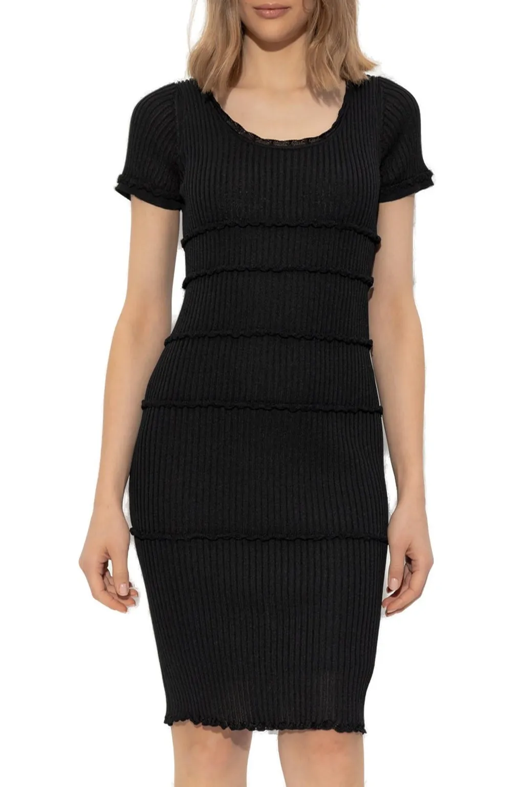 Short-Sleeved Midi Ribbed Dress