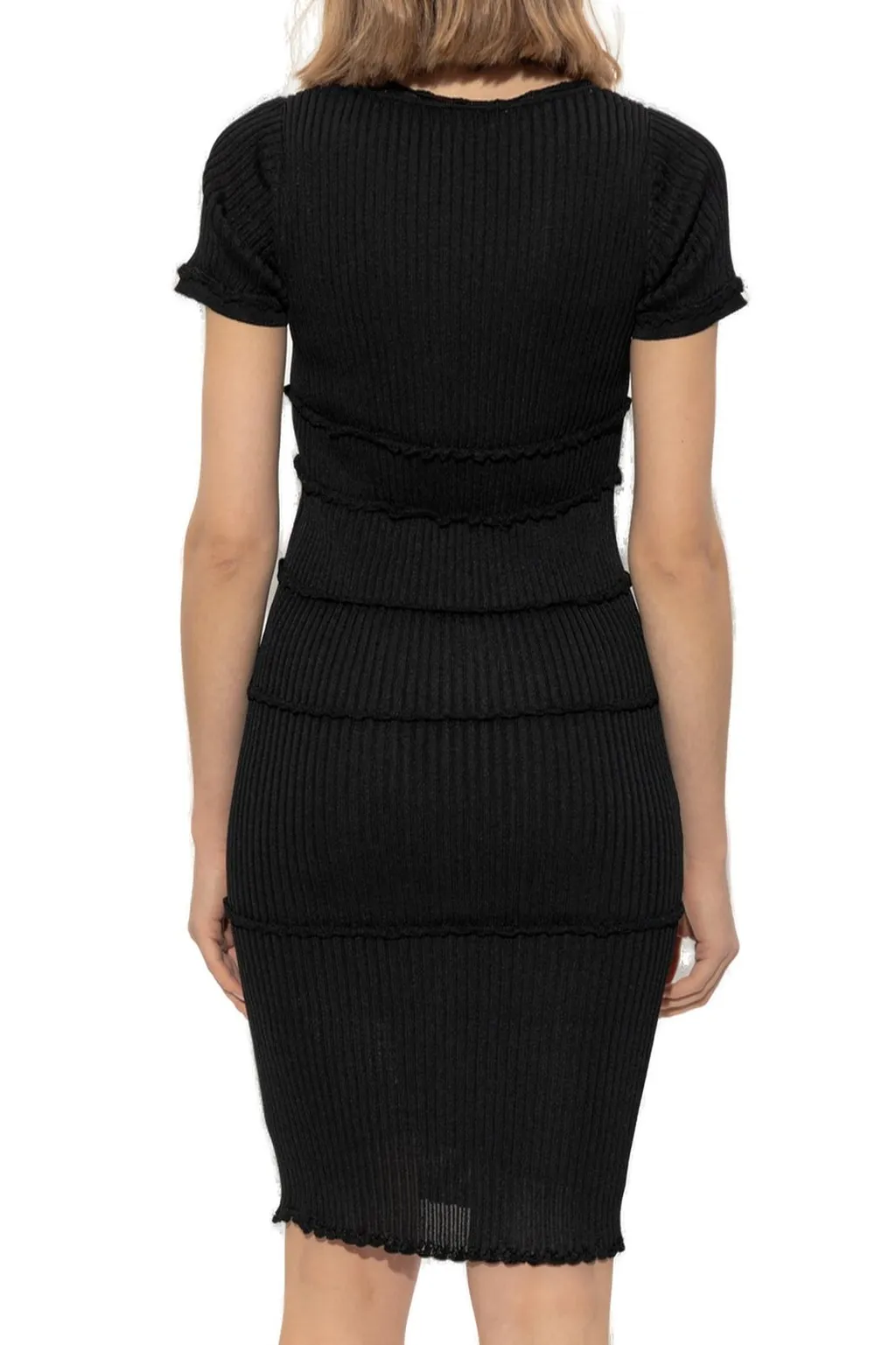 Short-Sleeved Midi Ribbed Dress