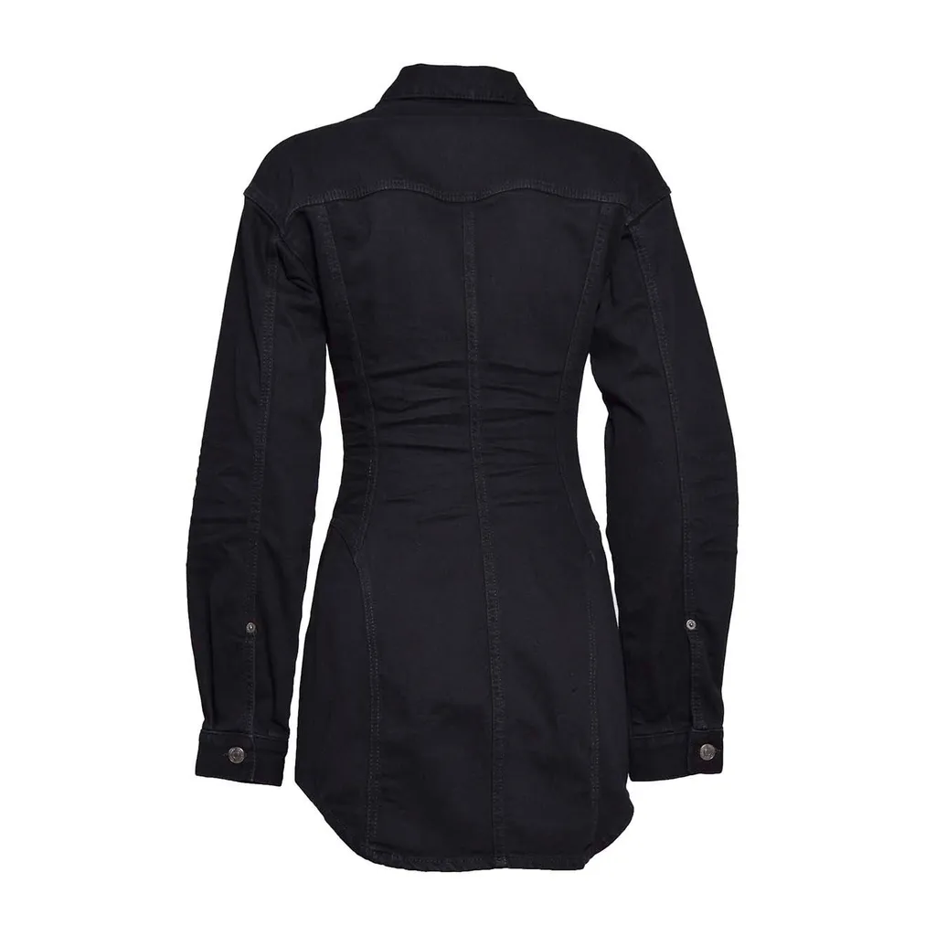 Logo Patch Denim Shirt Dress