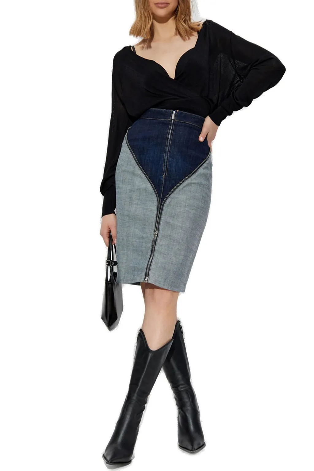 Urban Wash Upside Midi Denim Skirt