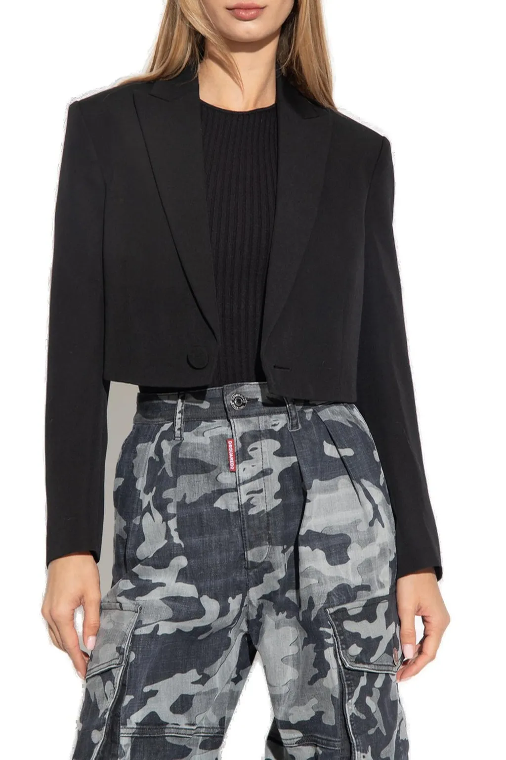Single-Breasted Tailored Cropped Blazer
