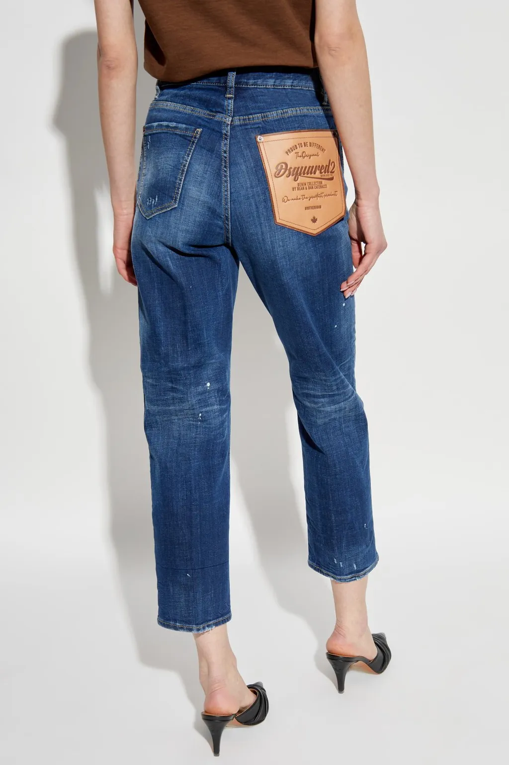 Distressed Logo Patch Jeans