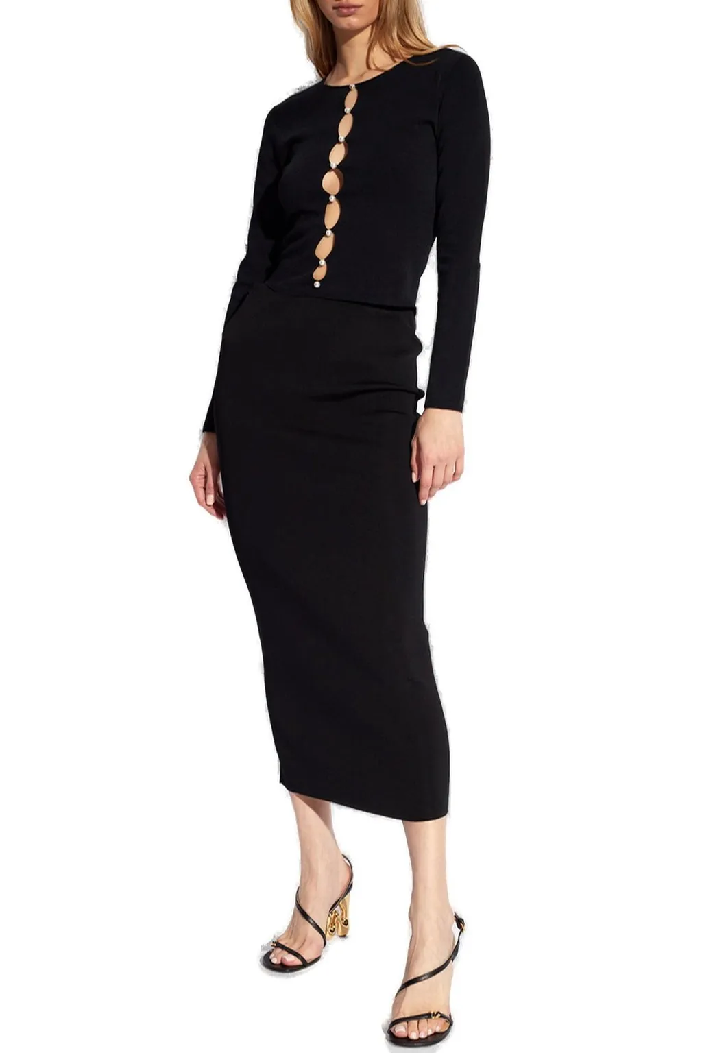 Cut-Out Detailed Long-Sleeved Cardigan