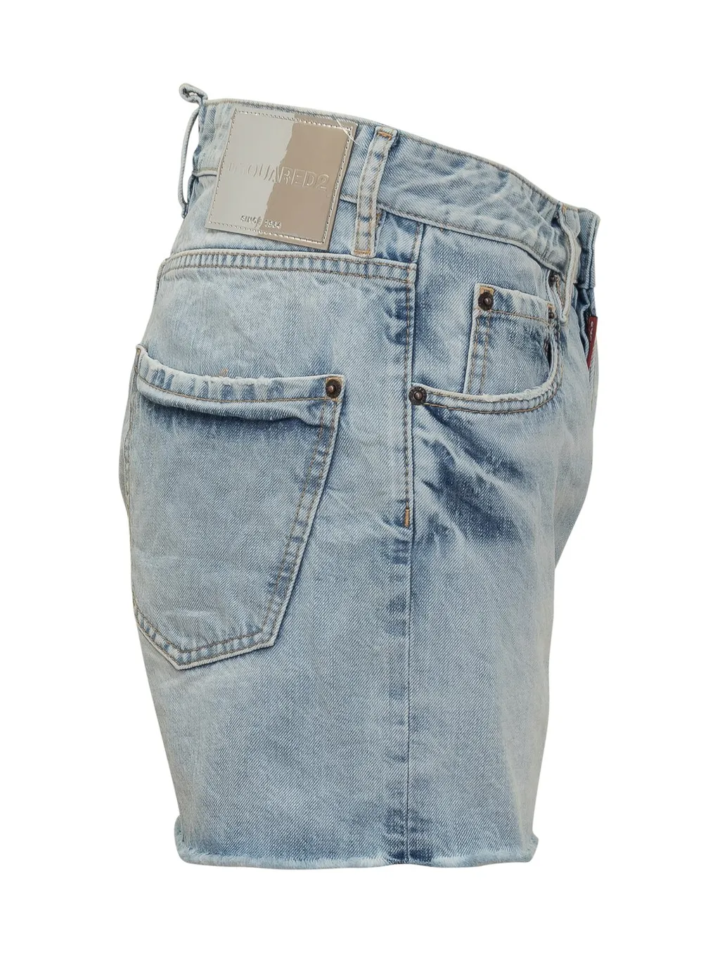 Logo-Patch Distressed Denim Shorts