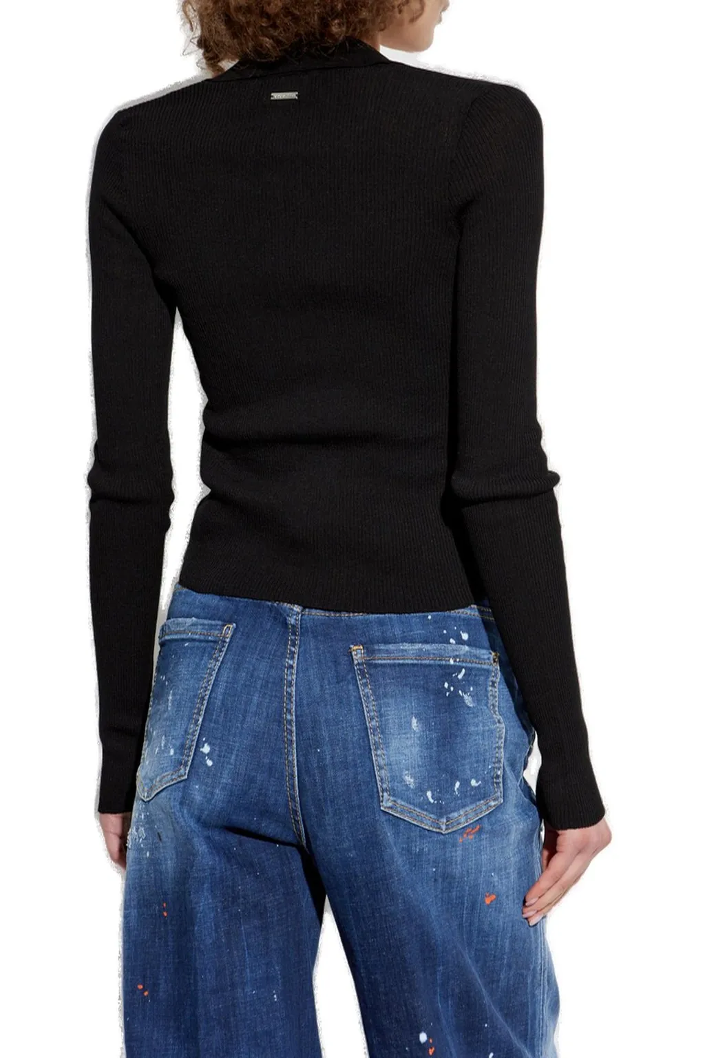 Ribbed-Knit Long Sleeved Cardigan