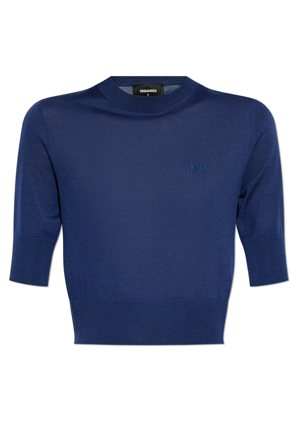 D2 Logo Embroidered Cropped Knit Top