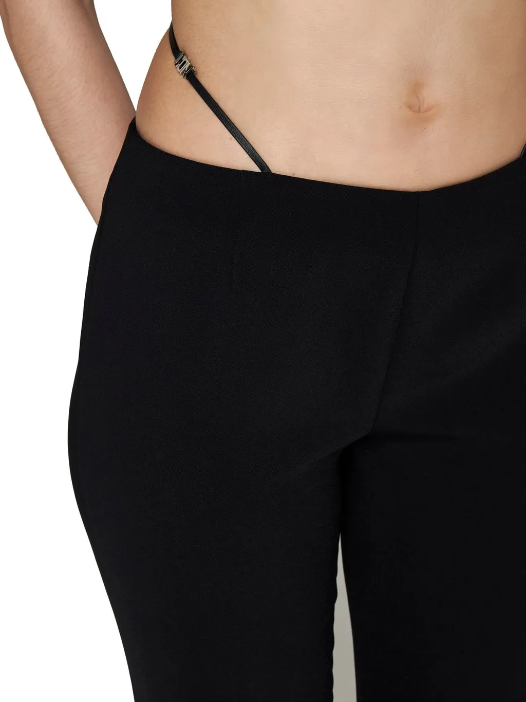Strap Detailed Buckled Flared Pants