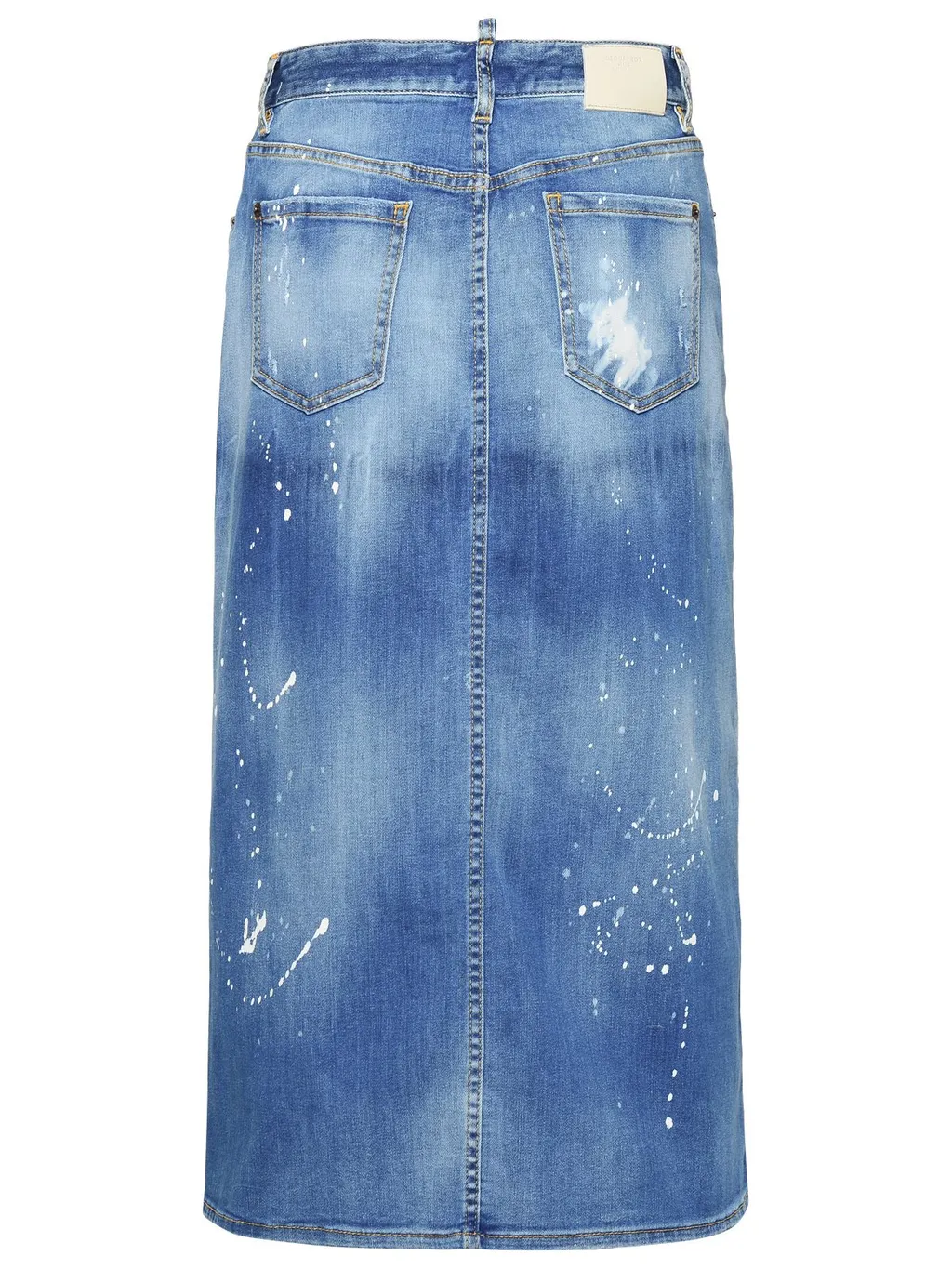 Distressed Denim Midi Skirt