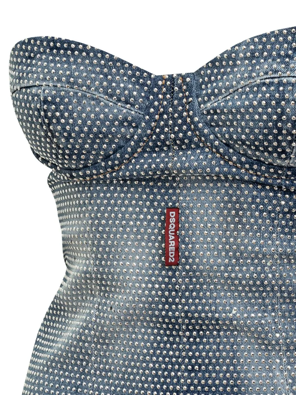 Embellished Denim Bustier Mini Dress