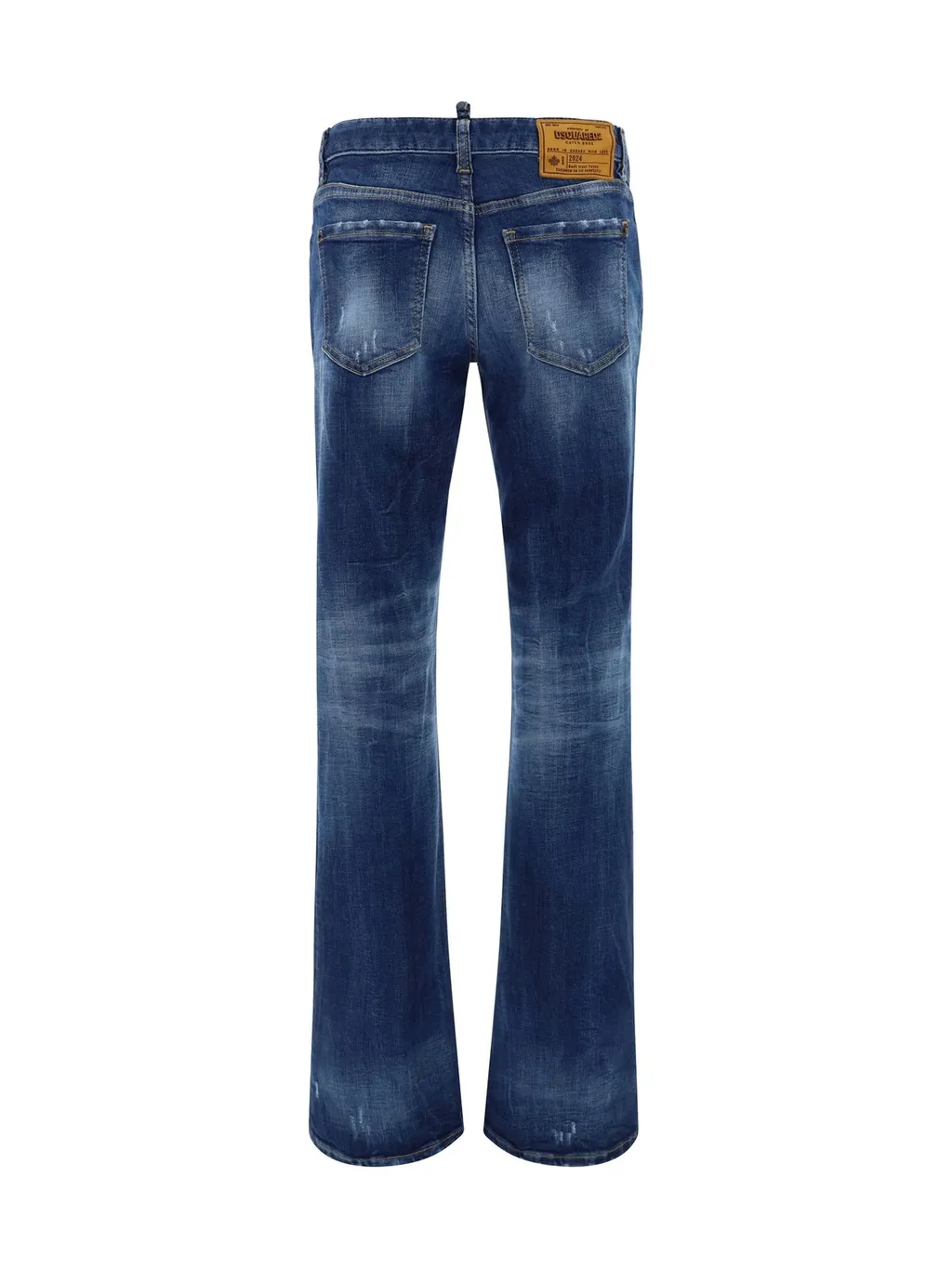 Logo-Patch Distressed Bootcut Jeans