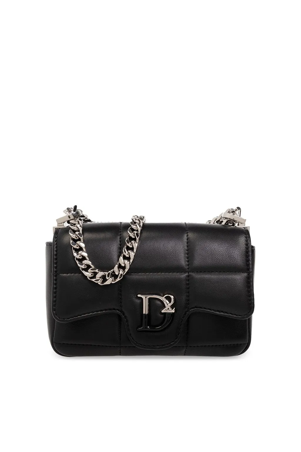 Logo-Plaque Quilted Chain-Linked Crossbody Bag