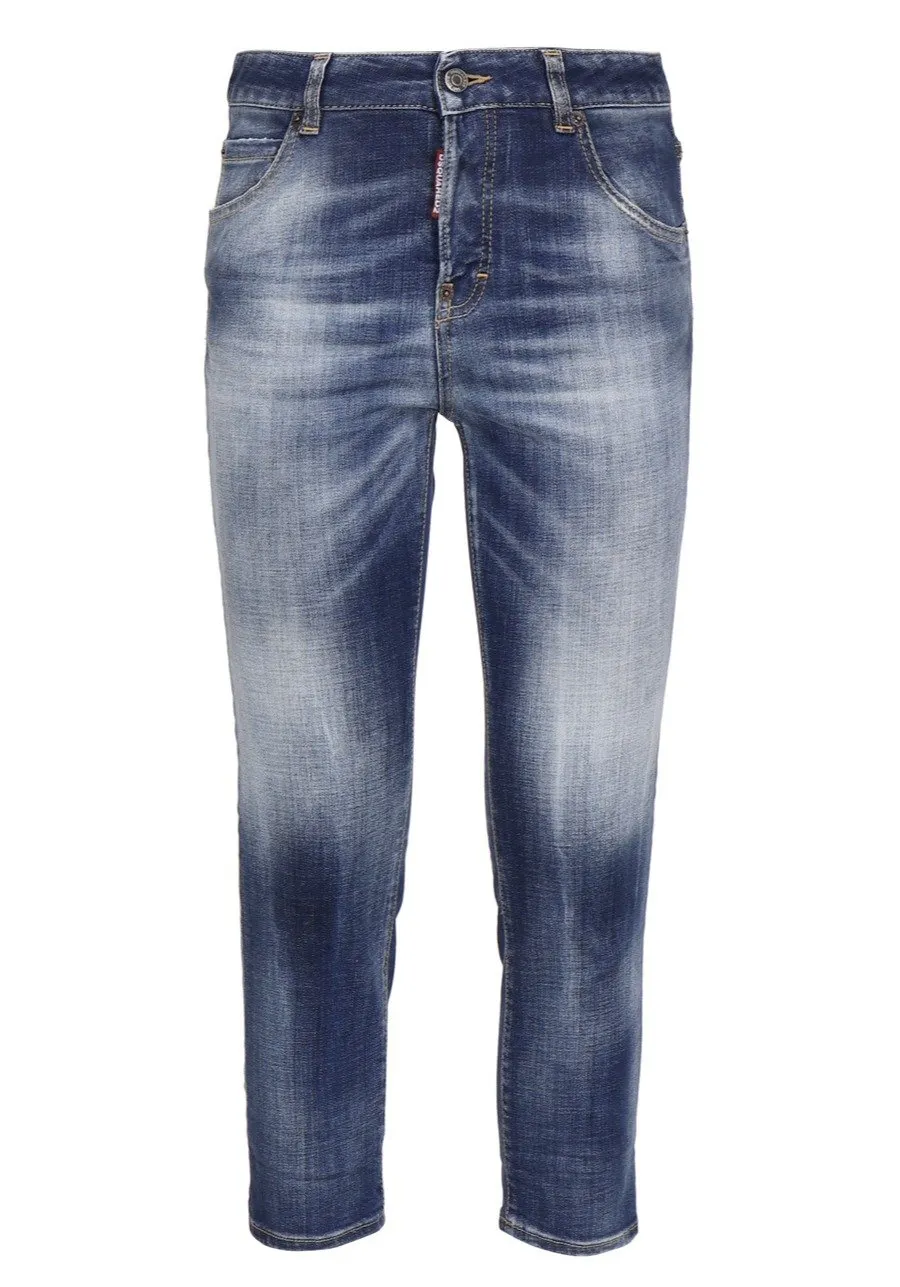 Logo Patch Low-Rise Cropped Jeans