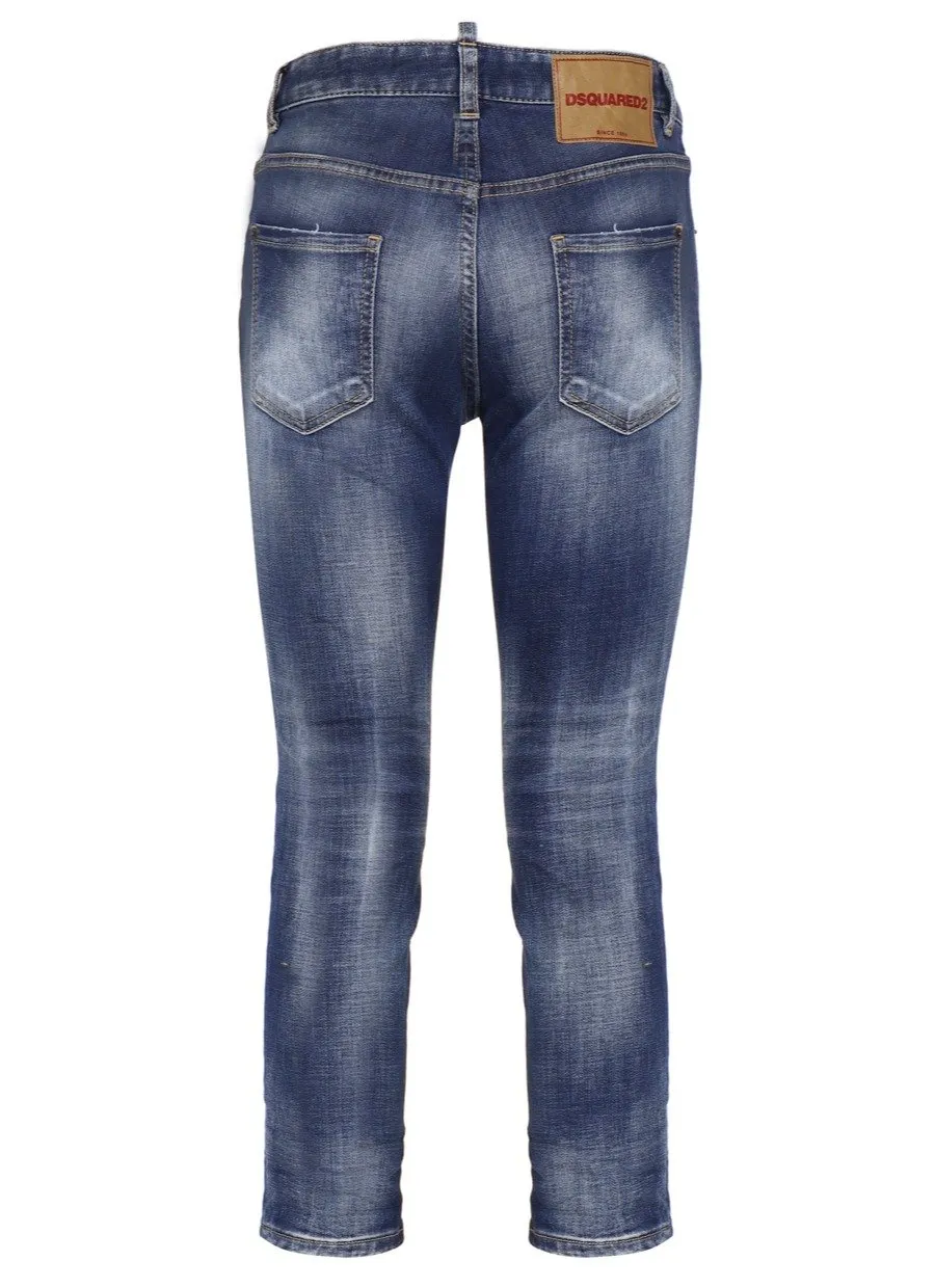 Logo Patch Low-Rise Cropped Jeans
