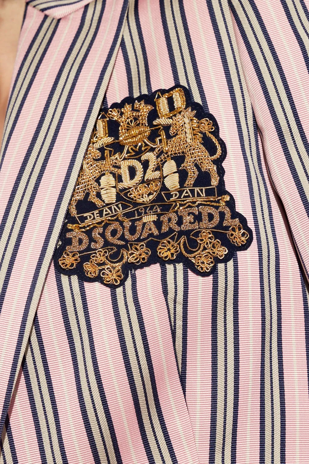 Logo Patch Striped Tailored Blazer