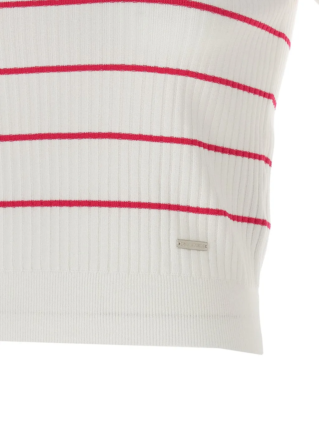 Striped Knit Polo Shirt