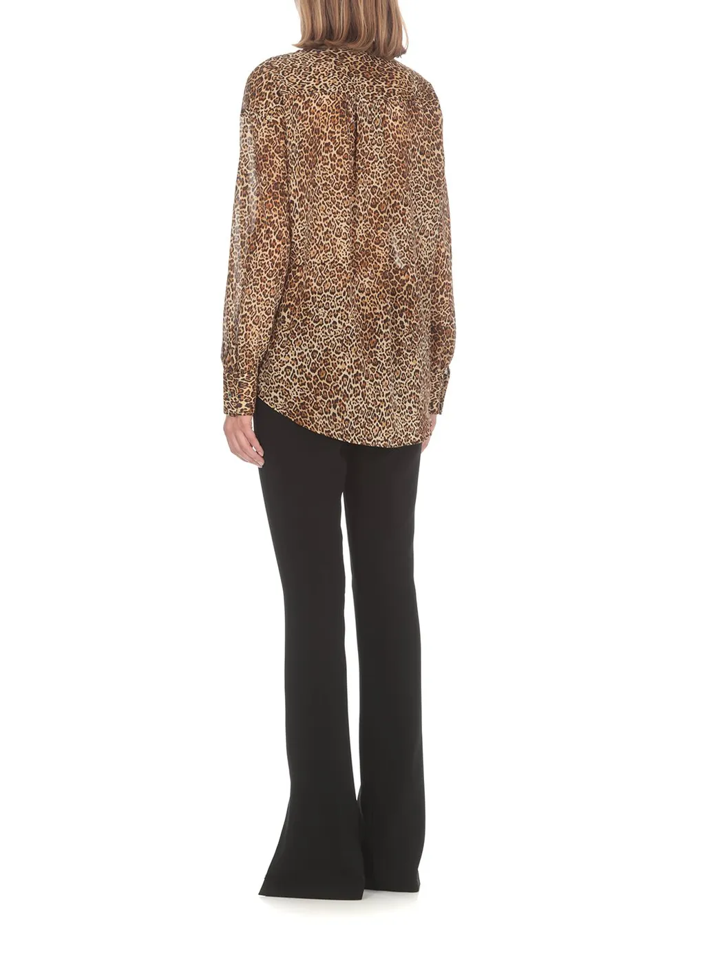 Leopard Printed Curved Hem Shirt