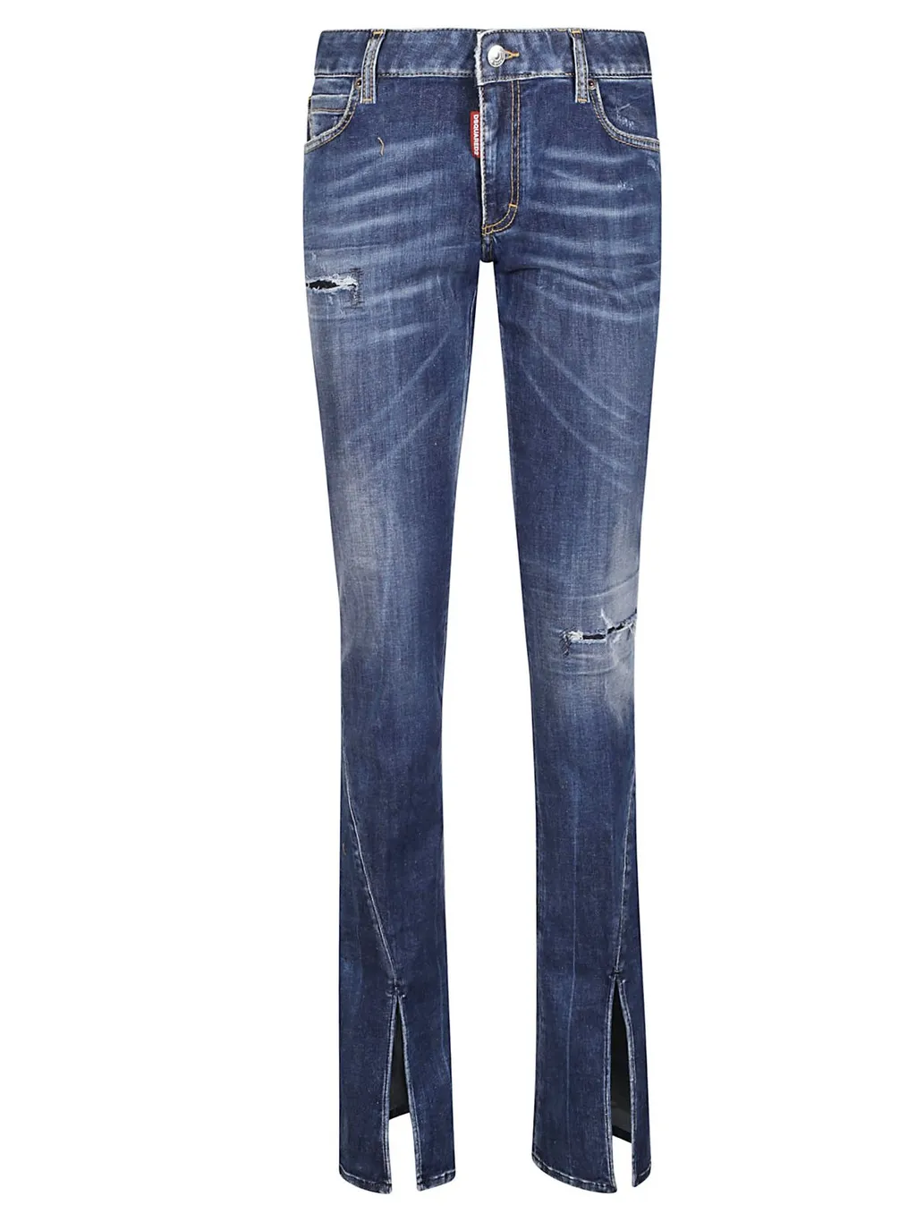 Distressed Split Cuffs Trumpet Bootcut Jeans