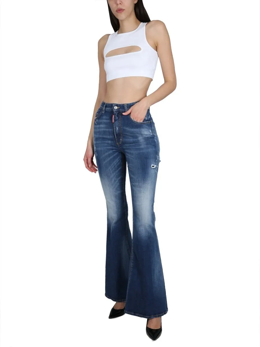 Cut-Out Crewneck Sleeveless Cropped Top