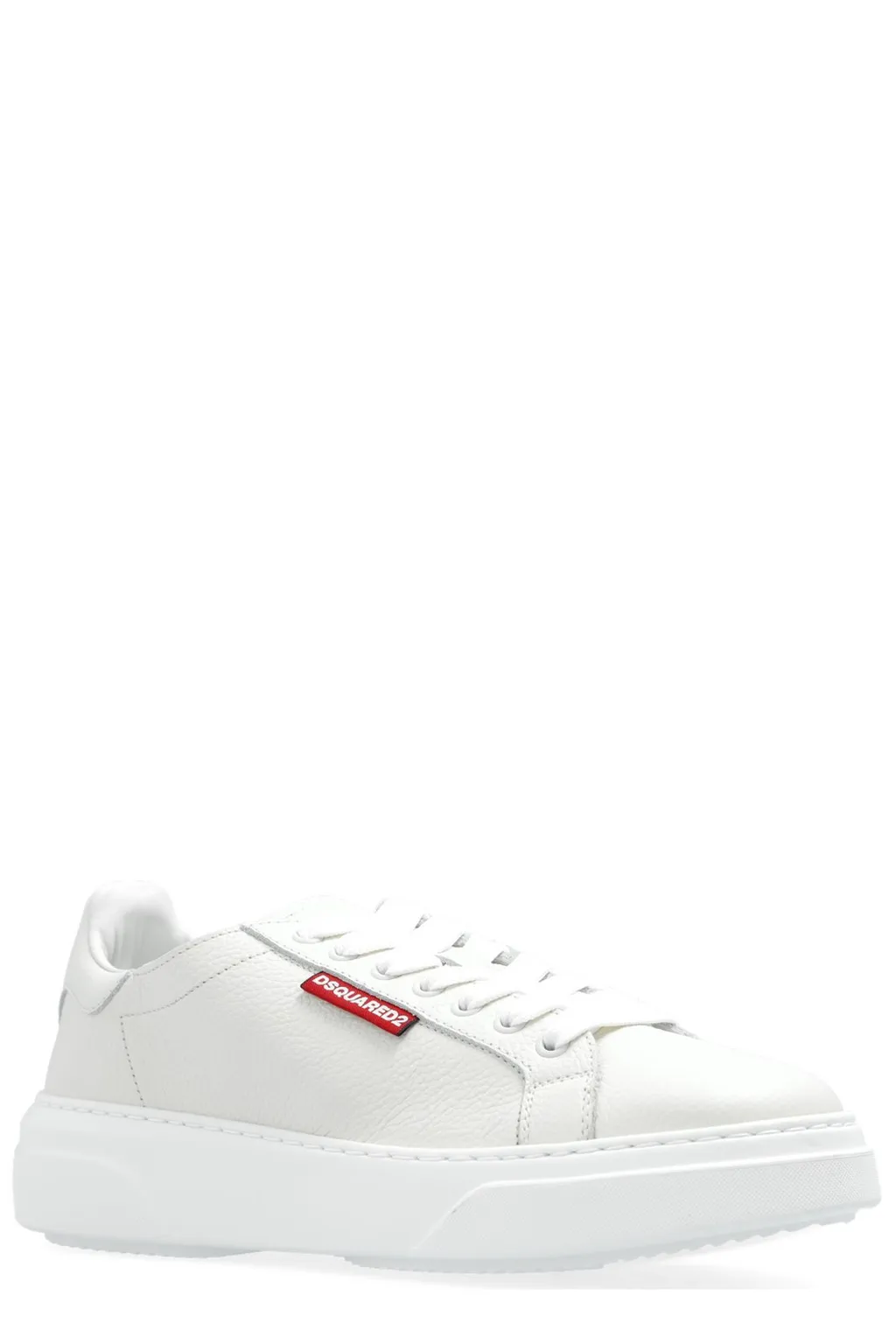 Logo-Embossed Round-Toe Lace-Up Sneakers