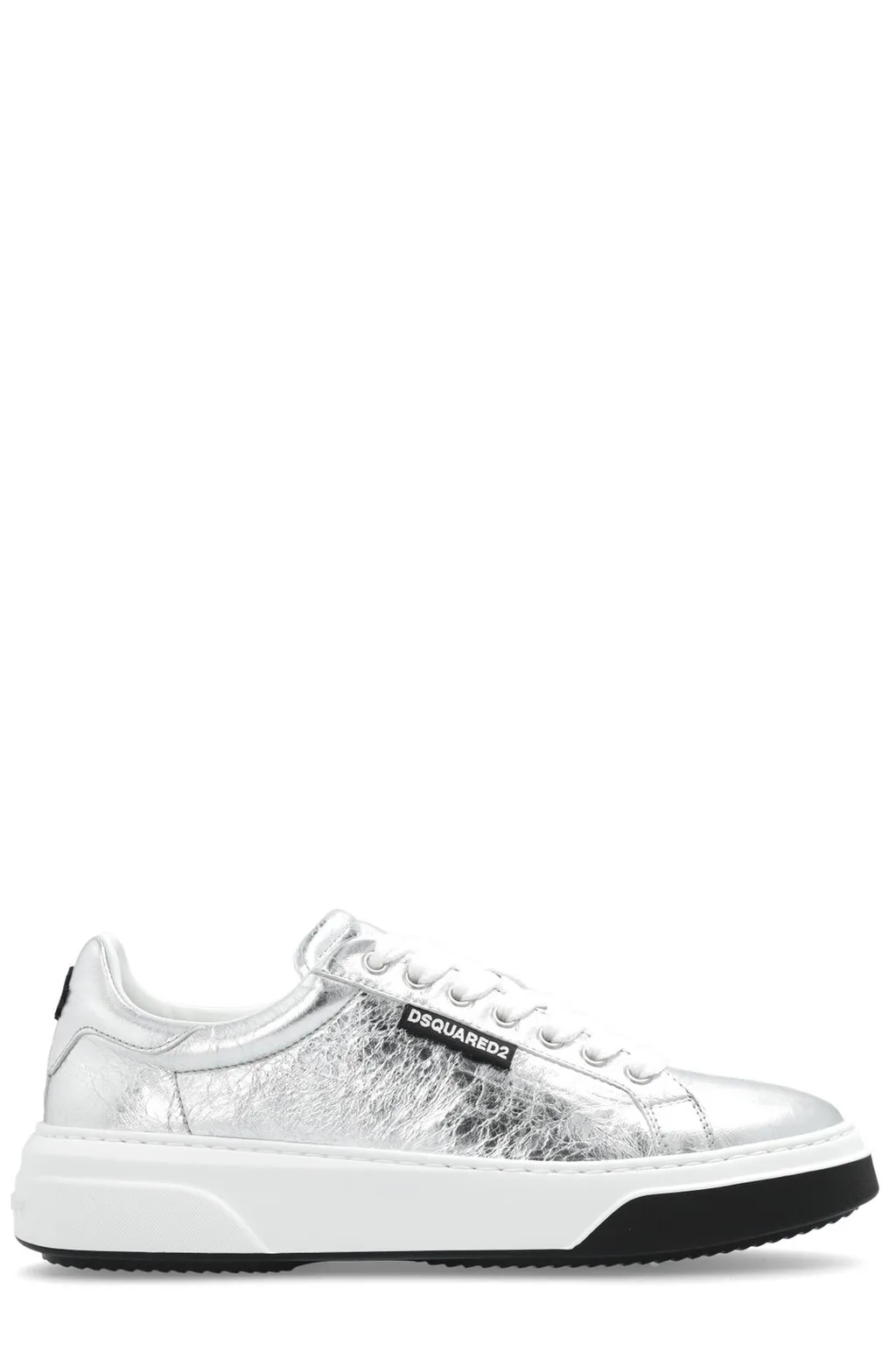Round-Toe Metallic Lace-Up Sneakers