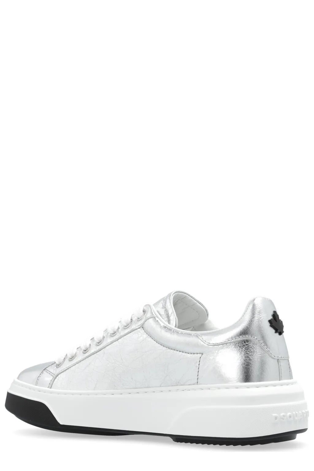 Round-Toe Metallic Lace-Up Sneakers