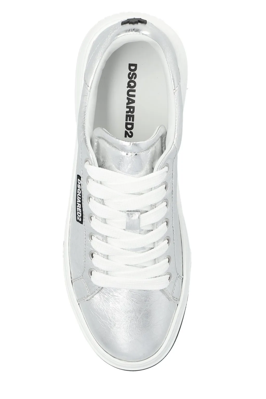 Round-Toe Metallic Lace-Up Sneakers
