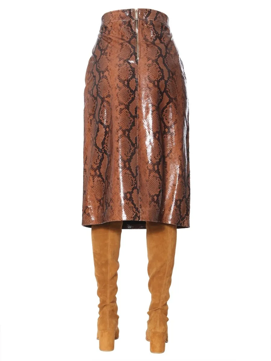 Patterned High Waist Midi Skirt