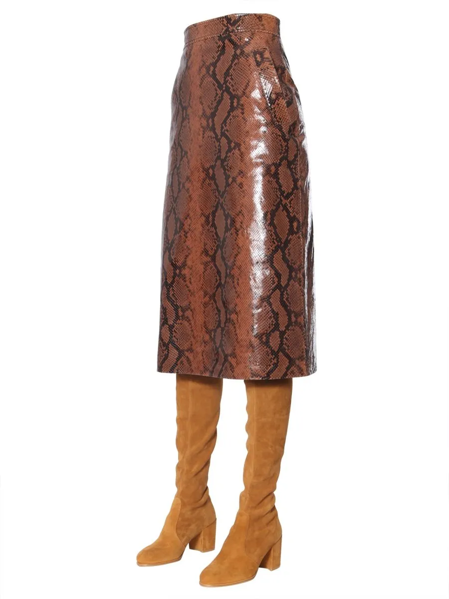 Patterned High Waist Midi Skirt