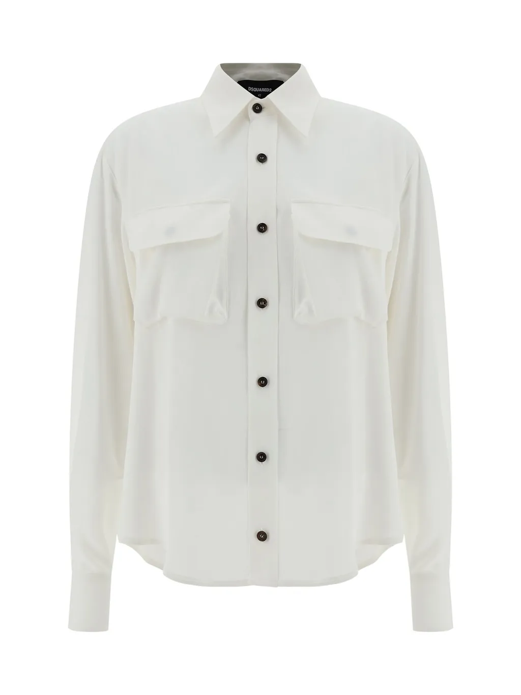 Buttoned Curved Hem Shirt