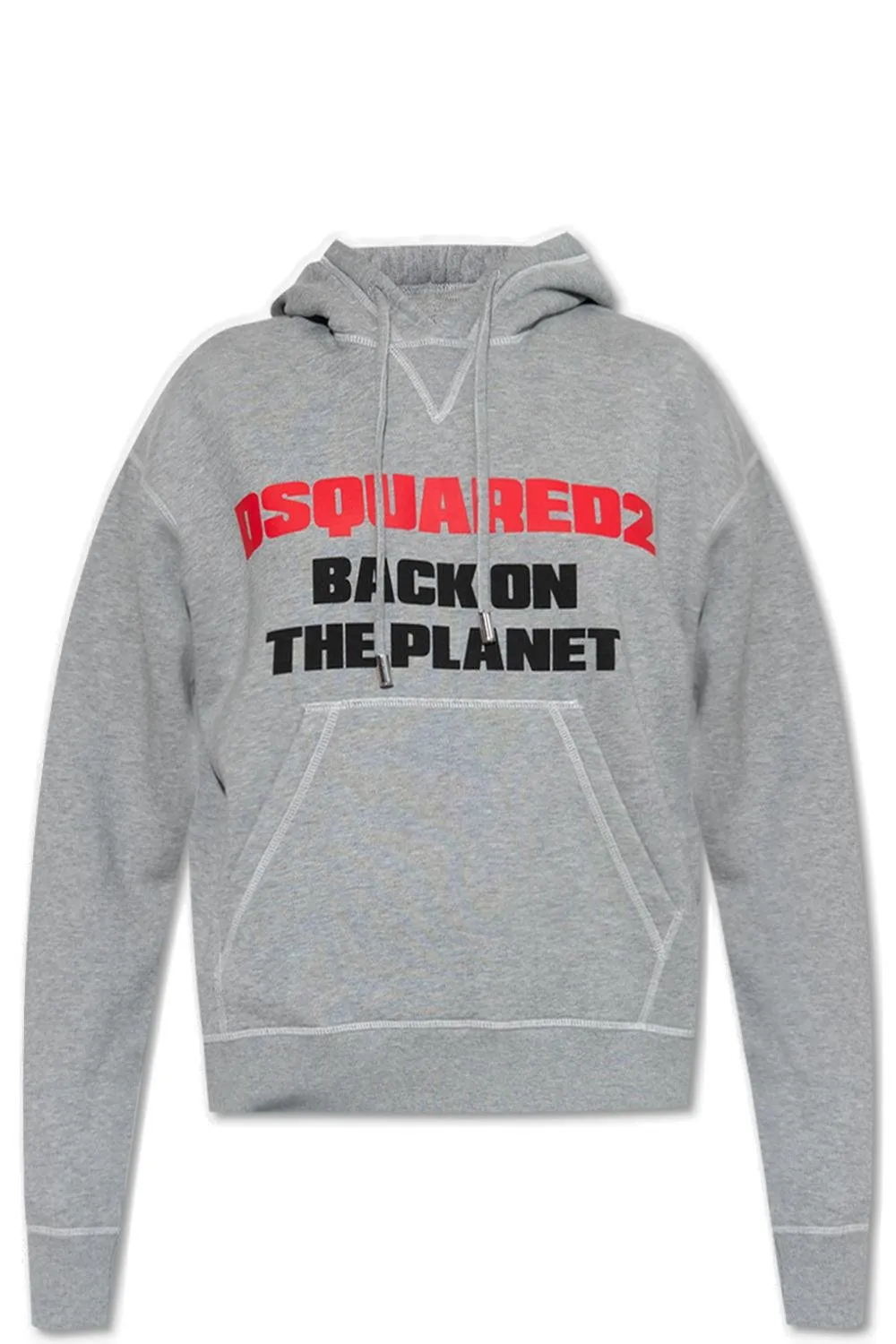 Slogan-Printed Drawstring Hoodie