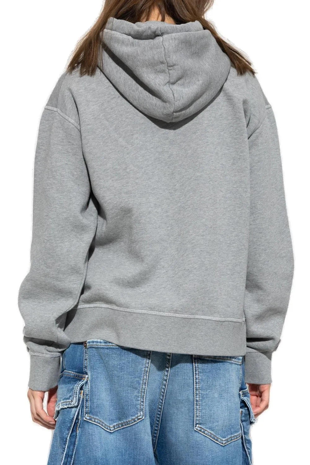 Slogan-Printed Drawstring Hoodie