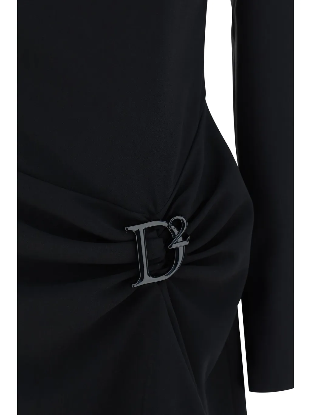 Logo-Plaque Long Sleeved Draped Dress