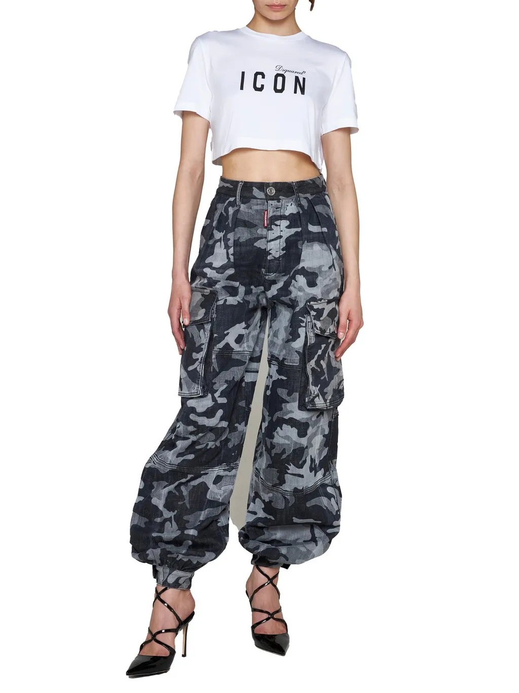 Camouflage-Print High Waist Tousers