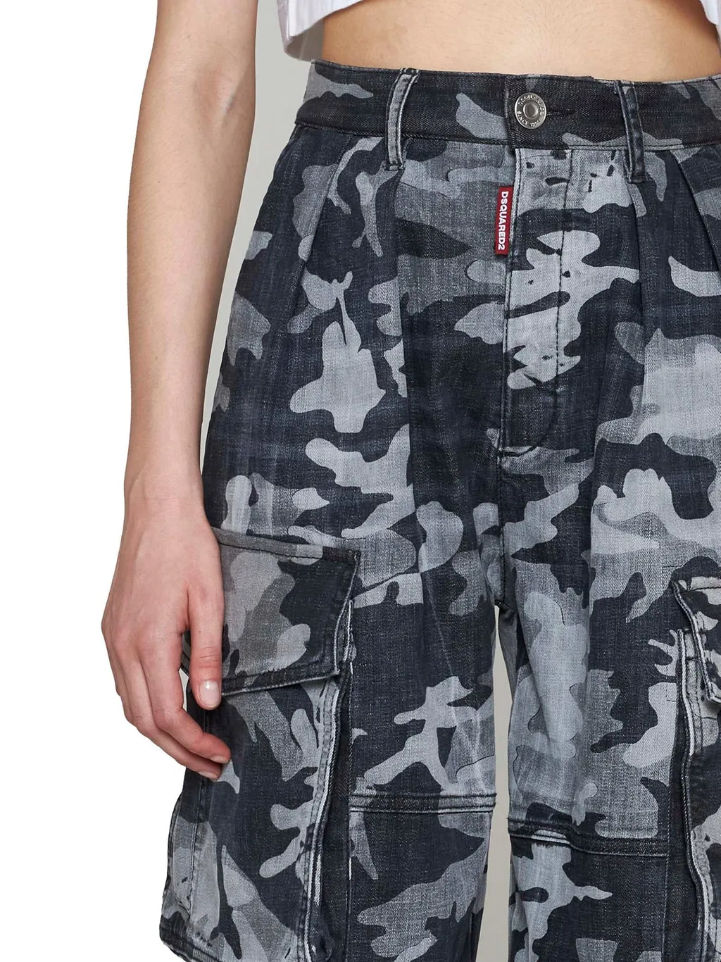 Camouflage-Print High Waist Tousers
