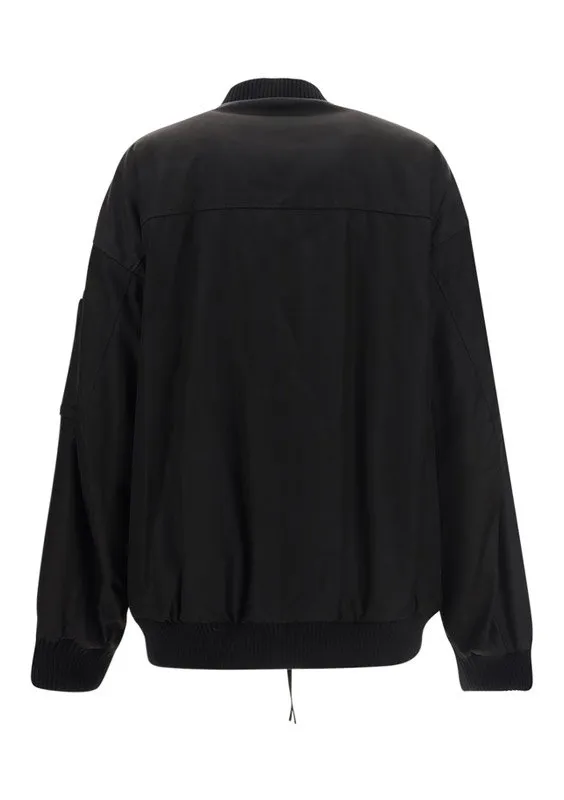 Logo Embroidered Zipped Bomber Jacket