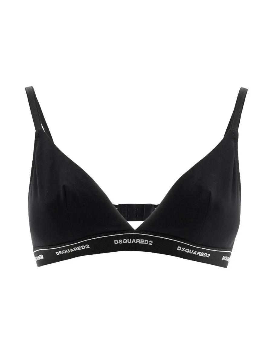Logo Embroidered Stretched Bra