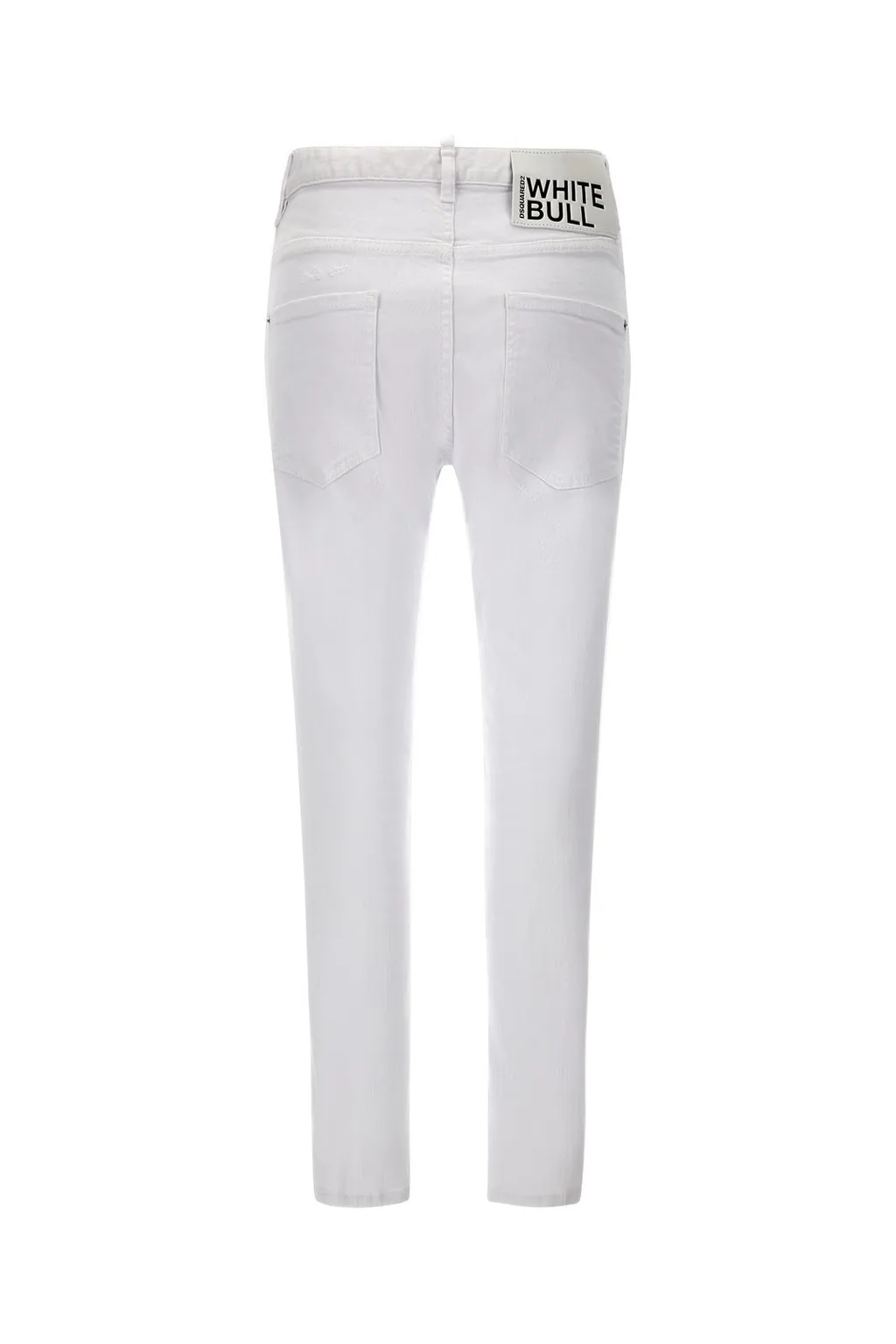 Distressed Logo-Patch Slim-Fit Jeans