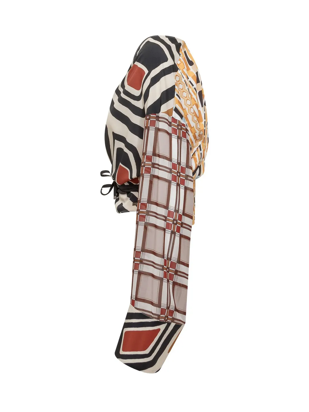 Geometric-Printed V-Neck Blouse