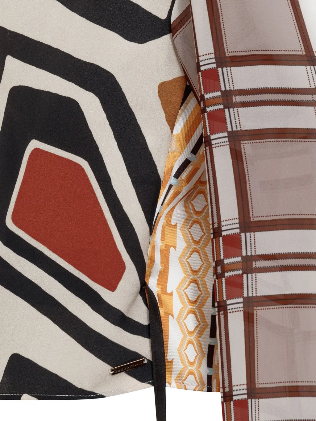 Geometric-Printed V-Neck Blouse