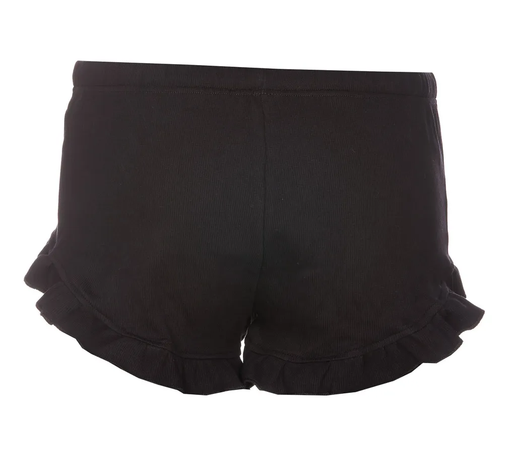 Bow Detailed Ribbed Knit Shorts