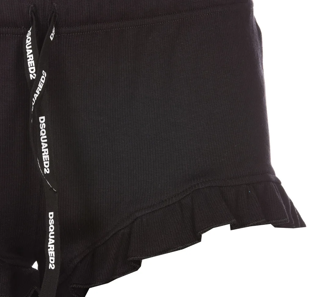 Bow Detailed Ribbed Knit Shorts