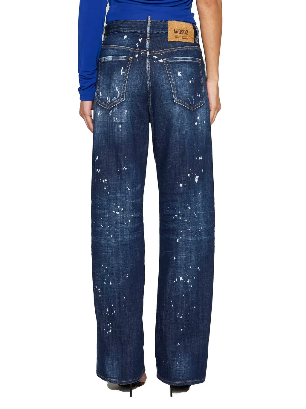 Logo Patch Straight-Leg Distressed Jeans
