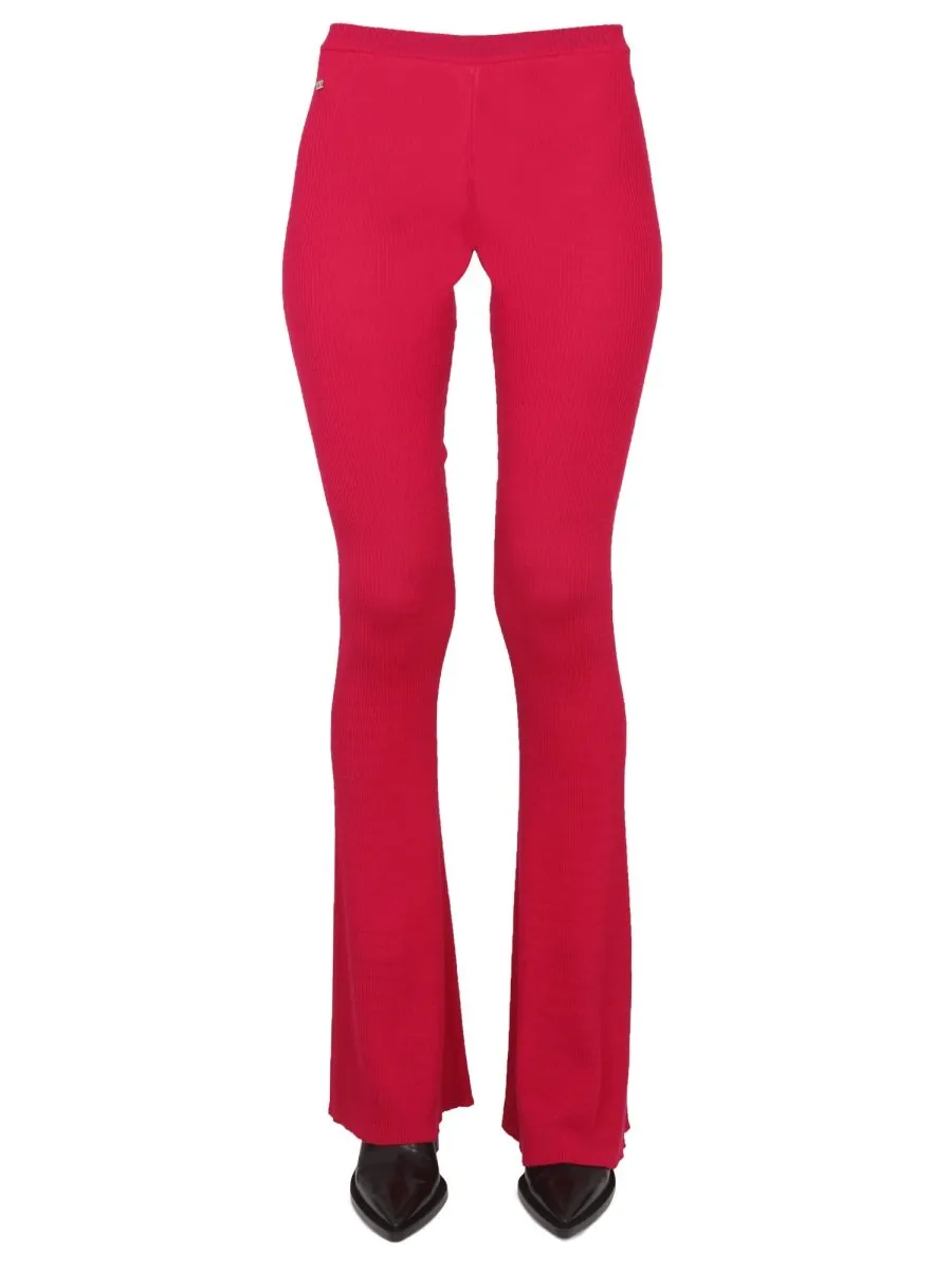 Ribbed-Knit Flared Trousers
