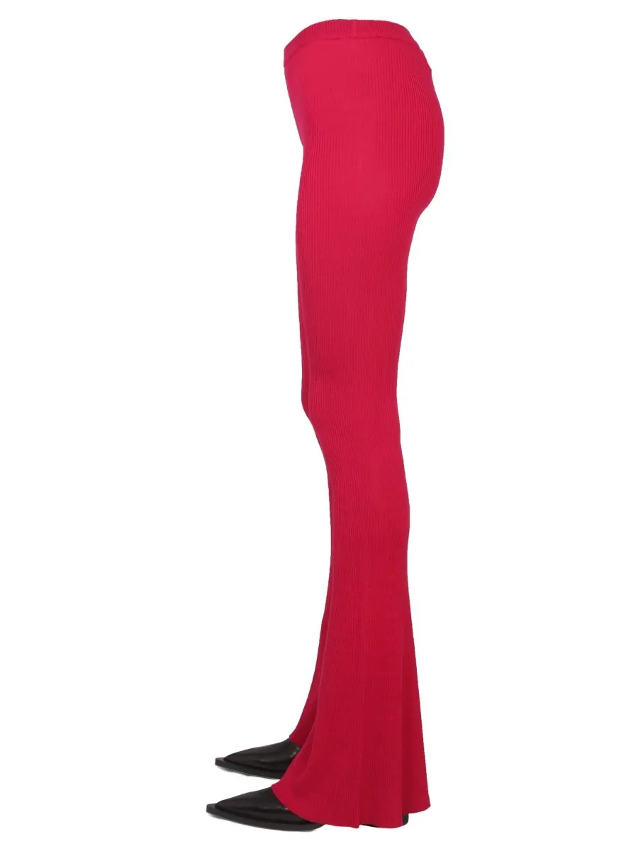 Ribbed-Knit Flared Trousers