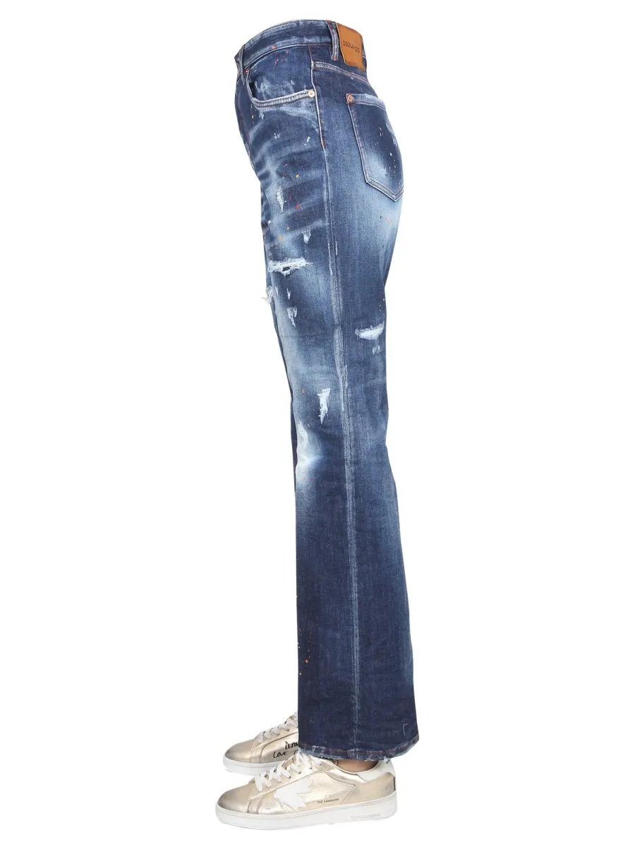 Distressed Straight-Leg Jeans